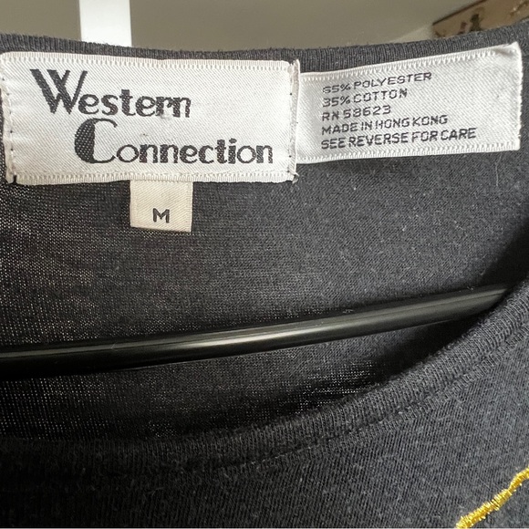 VTG Western Connection Embroidered Top Gray SZ M Beaded Retro Boho Hipster - Picture 10 of 11